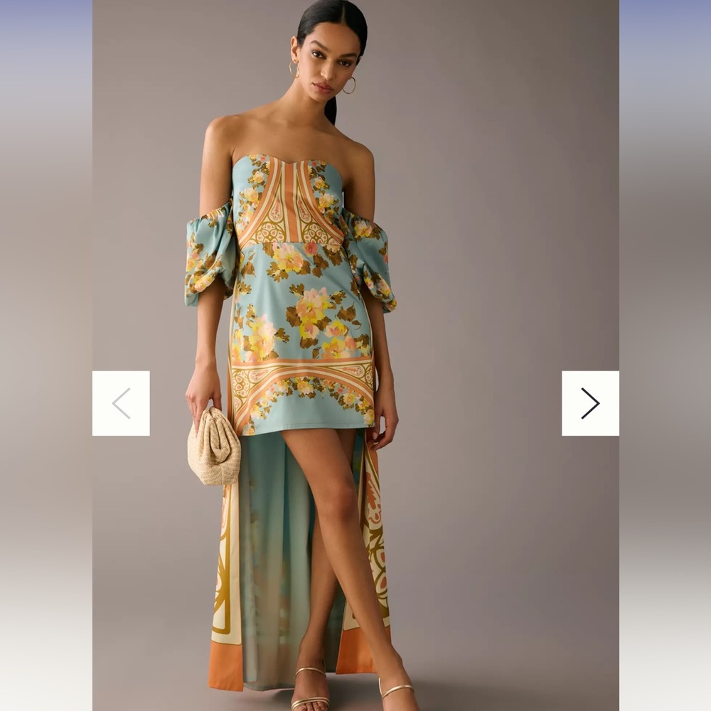 Vineet Bahl Off-The-Shoulder Printed Cape Dress